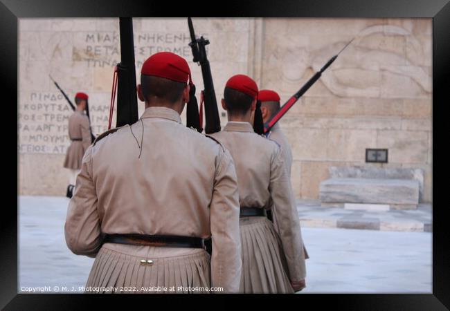 Greek soldiers - Evzoni in Athens Framed Print by M. J. Photography