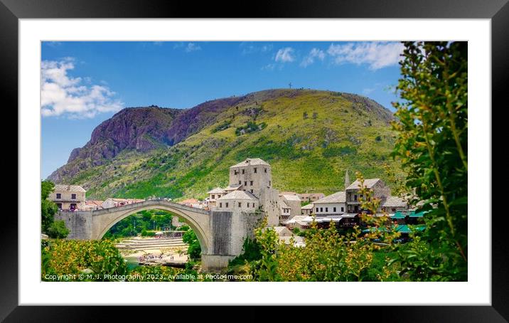 A bridge over a river in Mostar Framed Mounted Print by M. J. Photography