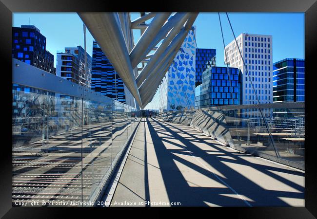 Akrobaten pedestrian bridge in Oslo, Norway Framed Print by M. J. Photography