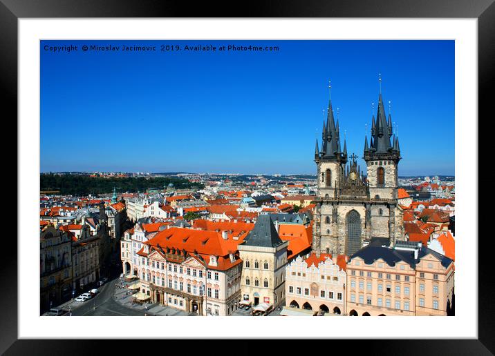 Cityscape of Prague with tyn church, Czech Framed Mounted Print by M. J. Photography