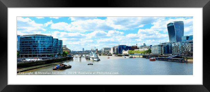 Skyscrapers of the City of London over the Thames  Framed Mounted Print by M. J. Photography