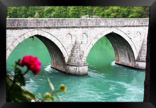 Famous bridge od the river Drina in Visegrad Framed Print by M. J. Photography