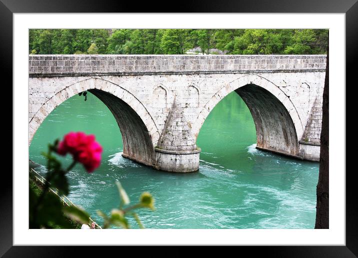 Famous bridge od the river Drina in Visegrad Framed Mounted Print by M. J. Photography