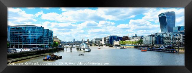 Skyscrapers of the City of London over the Thames  Framed Print by M. J. Photography