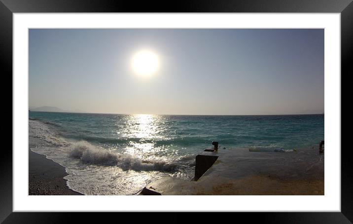 sunset or sunrise on sea Framed Mounted Print by M. J. Photography