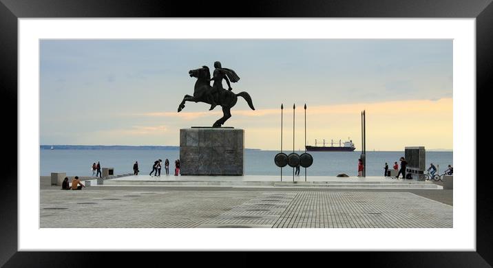 Statue of Alexander the Great in Thessaloniki - Gr Framed Mounted Print by M. J. Photography