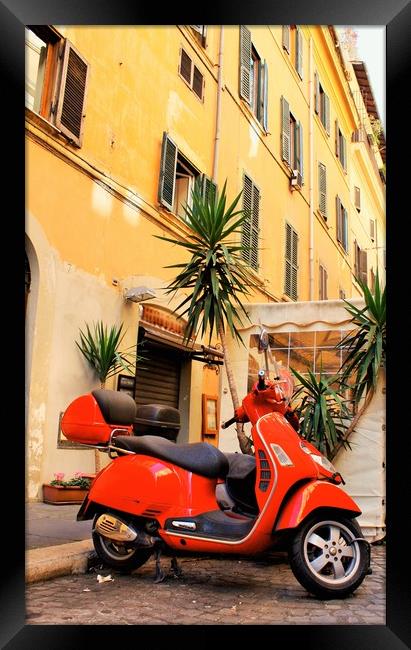 Italy, Rome and red scooters Framed Print by M. J. Photography