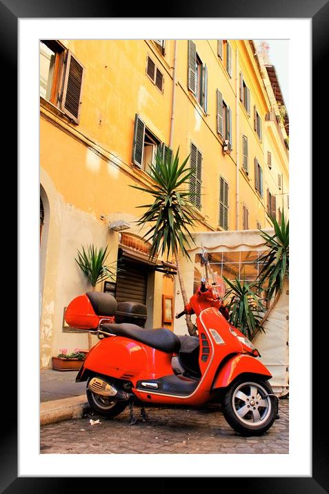 Italy, Rome and red scooters Framed Mounted Print by M. J. Photography