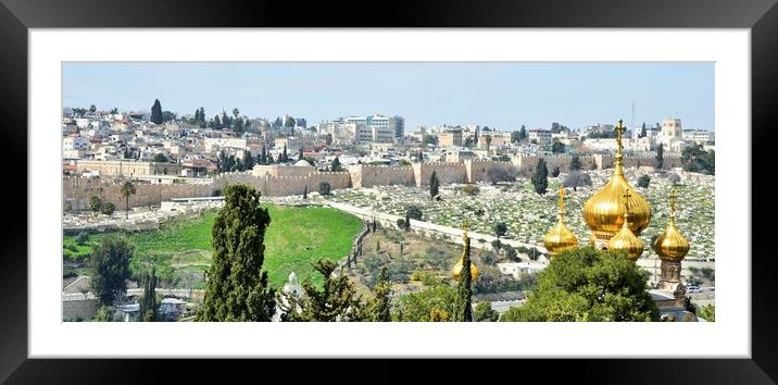 Jerusalem Cityscape, Israel Framed Mounted Print by M. J. Photography