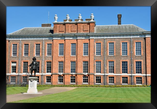 Statue in front of Kensington palace in London Framed Print by M. J. Photography