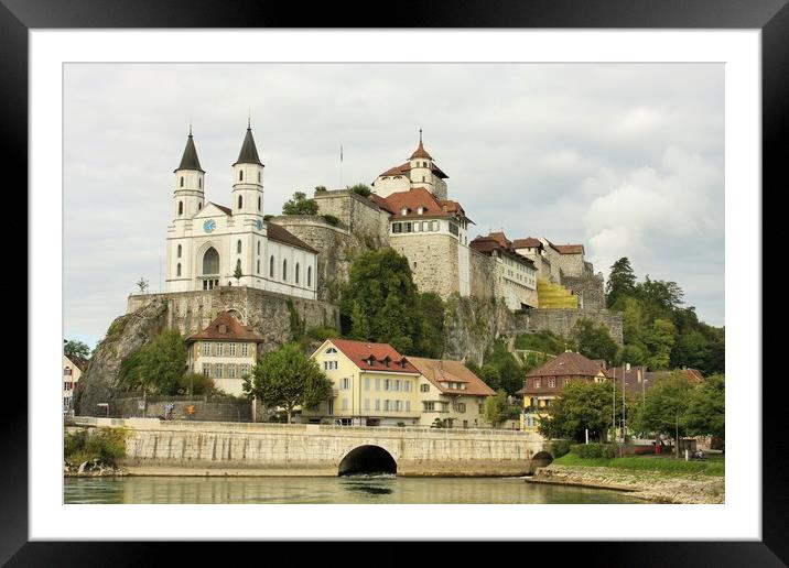 Aarburg Castle located high above the Aarburg on a Framed Mounted Print by M. J. Photography