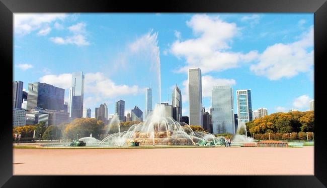 Buckingham Fountain at Grant Park in Chicago, USA Framed Print by M. J. Photography