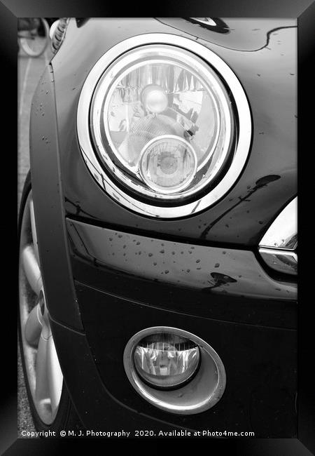 car, flashers, fog lights on The Mini Cooper S  Framed Print by M. J. Photography