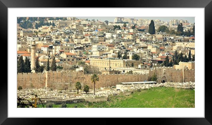 Jerusalem Cityscape, Israel Framed Mounted Print by M. J. Photography