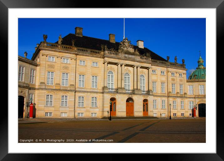 Amalienborg Palace - winter home of danish royal f Framed Mounted Print by M. J. Photography