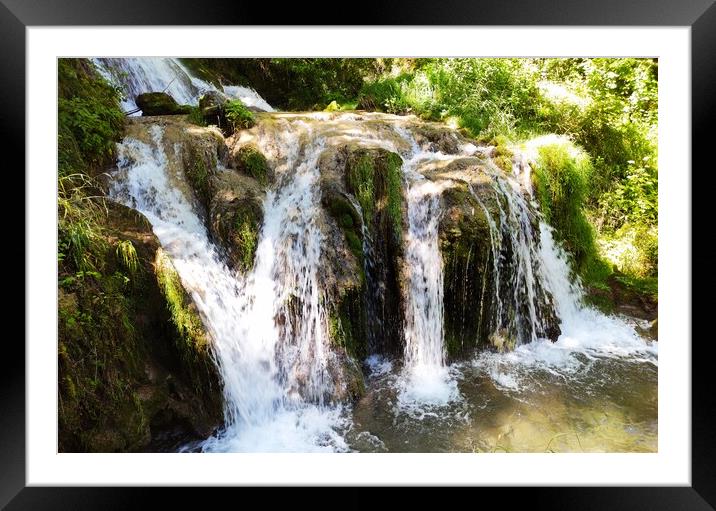 A large waterfall over a river Framed Mounted Print by M. J. Photography