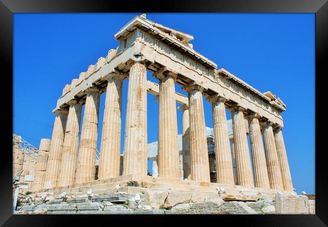 Parthenon temple in Acropolis Hill in Athens, Greece  Framed Print by M. J. Photography