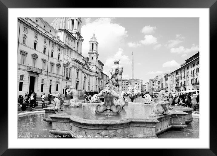 Italy, Rome Piazza Navona, the fountain Framed Mounted Print by M. J. Photography