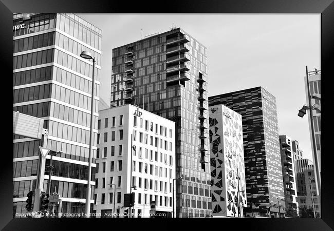 Barcode Oslo is an interesting project which was built on former dock in Oslo Framed Print by M. J. Photography