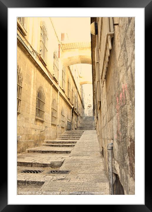 Jerusalem Old City Street Framed Mounted Print by M. J. Photography