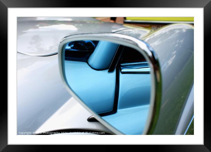 Closeup look of a modern car mirror Framed Mounted Print by M. J. Photography