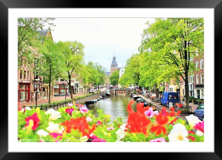 amsterdam, holland, street and canal Framed Mounted Print by M. J. Photography