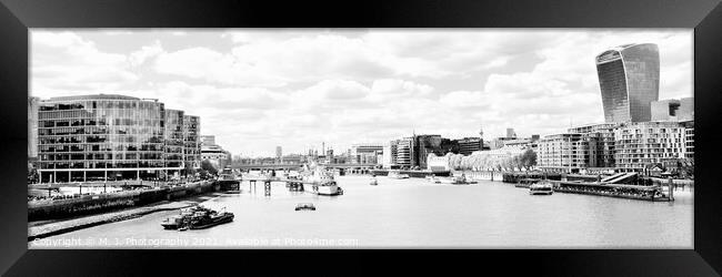 Skyscrapers of the City of London over the Thames, England Framed Print by M. J. Photography