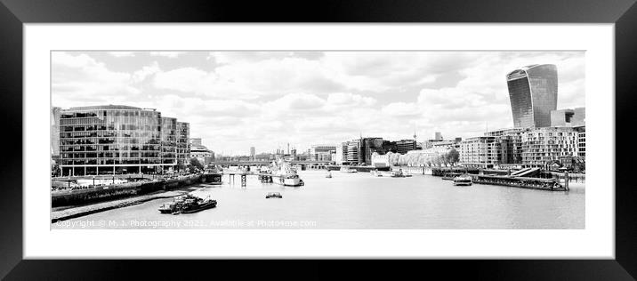 Skyscrapers of the City of London over the Thames, England Framed Mounted Print by M. J. Photography