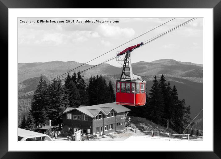 The red cable car gondola in Sinaia, Romania Framed Mounted Print by Florin Brezeanu