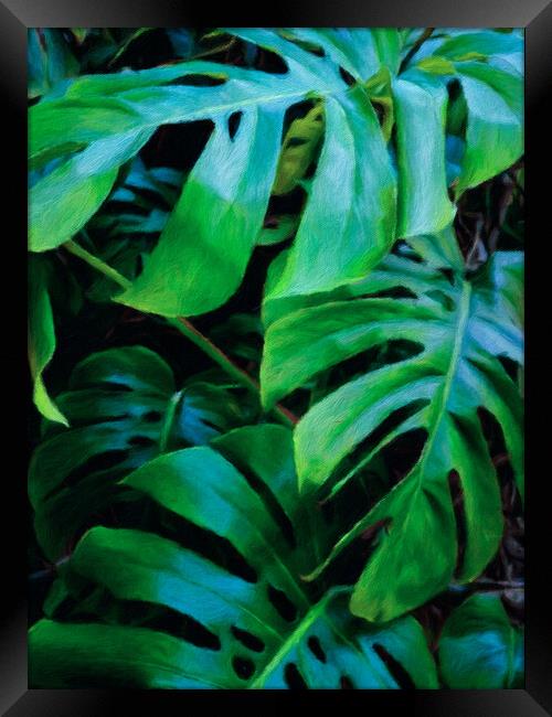 Trendy tropical leaves decoration Framed Print by Wdnet Studio