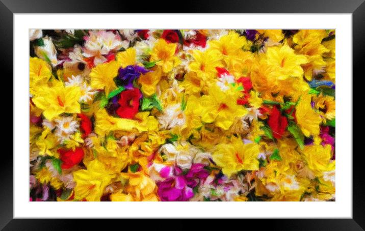 Vibrant colors of summer flowers Framed Mounted Print by Wdnet Studio