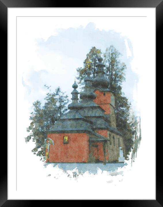 Wooden orthodox church Framed Mounted Print by Wdnet Studio