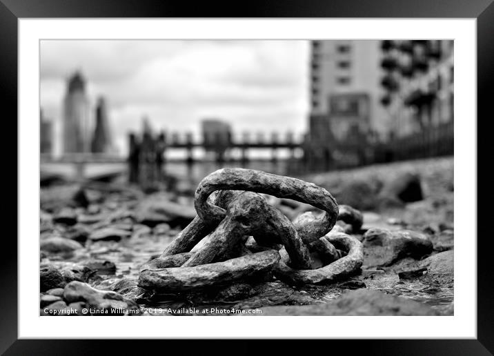 London South Bank Shoreline Framed Mounted Print by Linda Williams