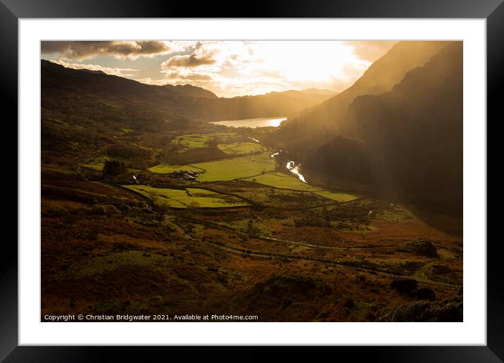 Nant Gwynant sunset 1 Framed Mounted Print by Christian Bridgwater