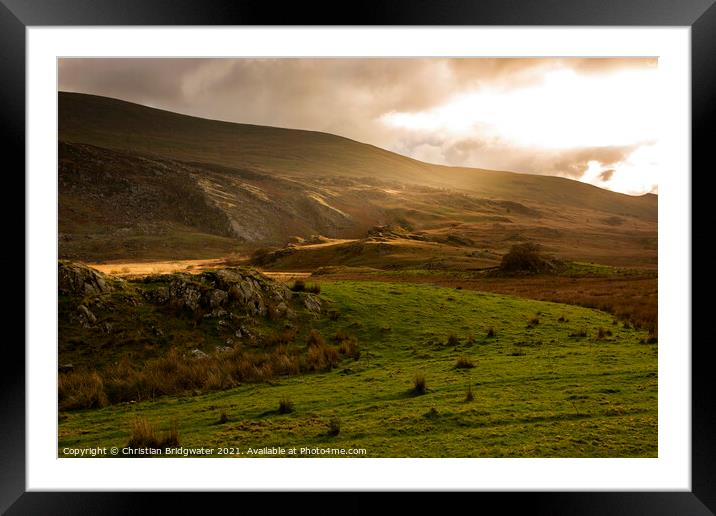 Dyffryn Mymbyr valley 1 Framed Mounted Print by Christian Bridgwater