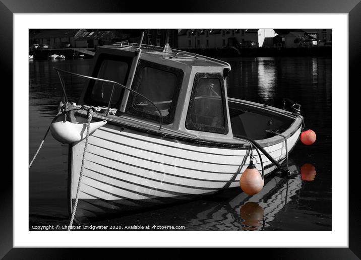 Fishing boat in harbour Framed Mounted Print by Christian Bridgwater