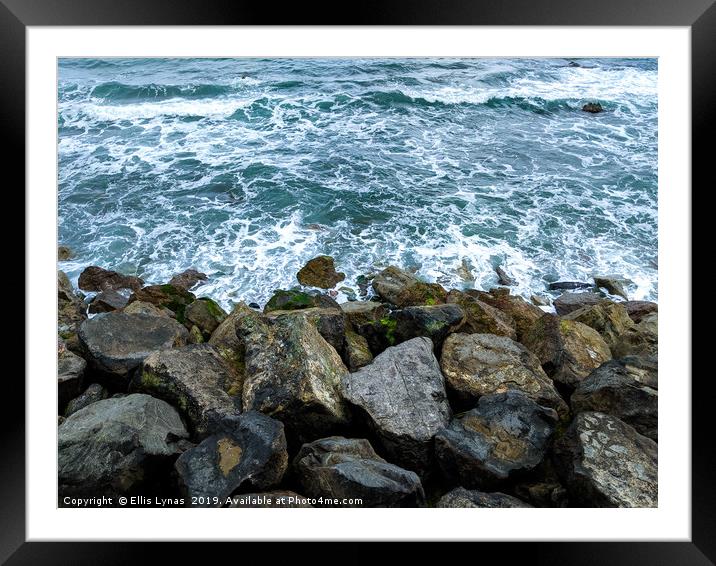 Waves on the Rocks Framed Mounted Print by Ellis Lynas
