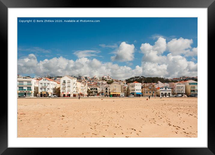 Cityscape of Nazare, Portugal Framed Mounted Print by Boris Zhitkov