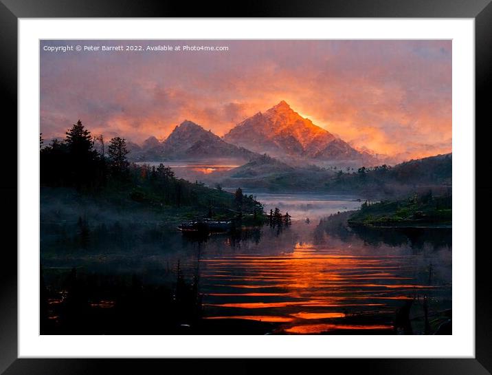 Mountain sunset Framed Mounted Print by Peter Barrett