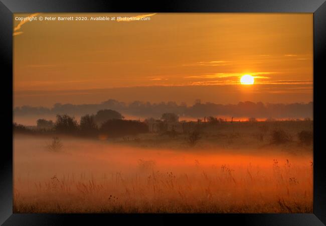 Misty Morning Sunrise Framed Print by Peter Barrett
