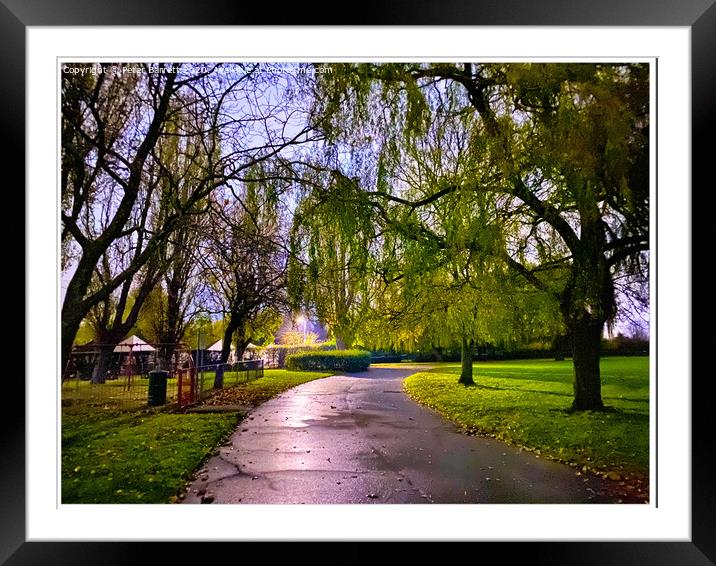 Early morning walk through the park Framed Mounted Print by Peter Barrett