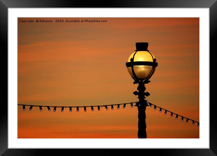 South Bank London sunset lamppost Framed Mounted Print by Rehanna Neky