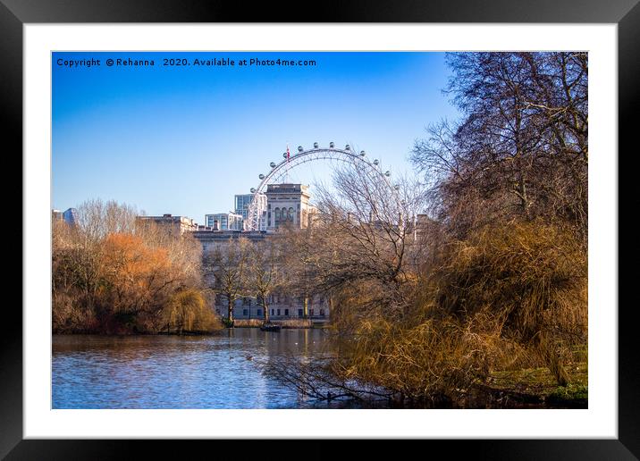 View of Horse Guards and The London Eye Framed Mounted Print by Rehanna Neky