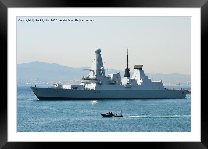 HMS Diamond arriving in Gibraltar  Framed Mounted Print by Rocklights 