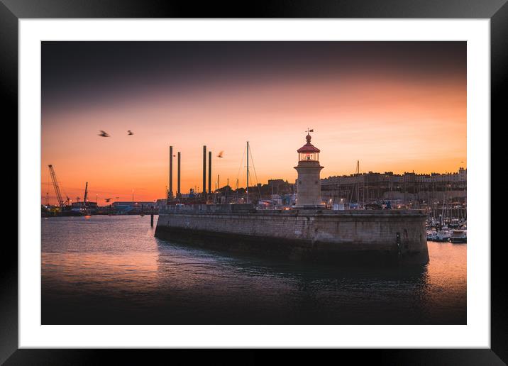 Ramsgate Lighthouse Sunset Framed Mounted Print by Sam Bradley