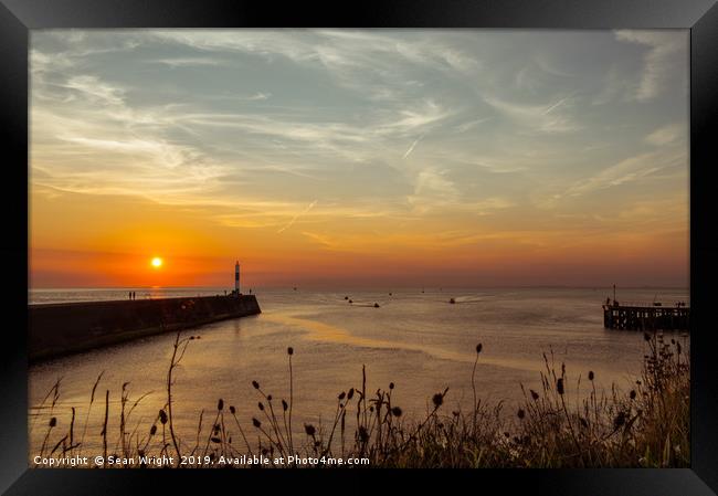 Aberystwyth Harbour at Sunset Framed Print by Sean Wright