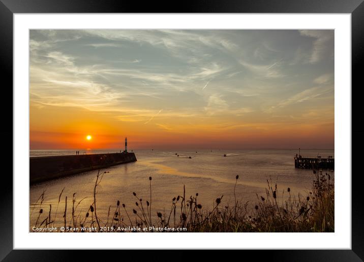 Aberystwyth Harbour at Sunset Framed Mounted Print by Sean Wright