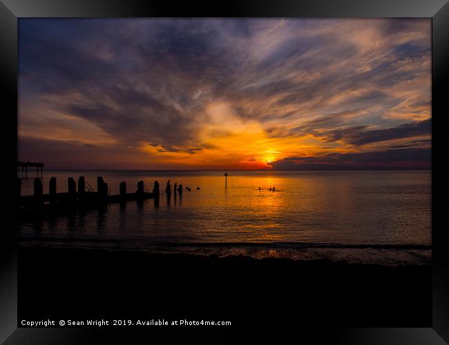Sunset Aberystwyth Beach Framed Print by Sean Wright