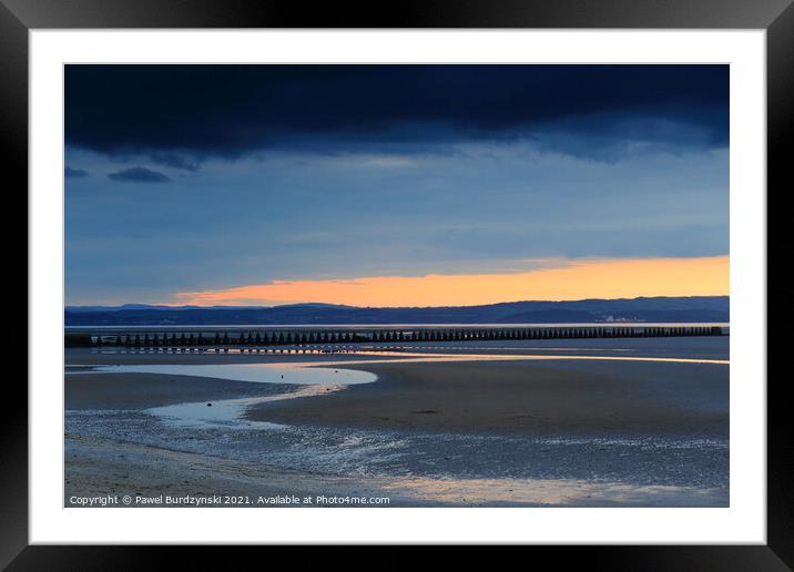 Cramond beach at twilight  Framed Mounted Print by Pawel Burdzynski