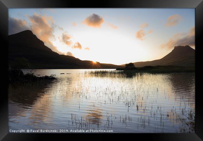 Sunset over Loch Lurgainn Framed Print by Pawel Burdzynski